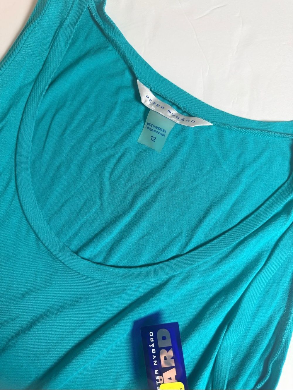 Peter Nygard Sleeveless Hi-Low Colorblock Dress Size 12 Teal Blue Black